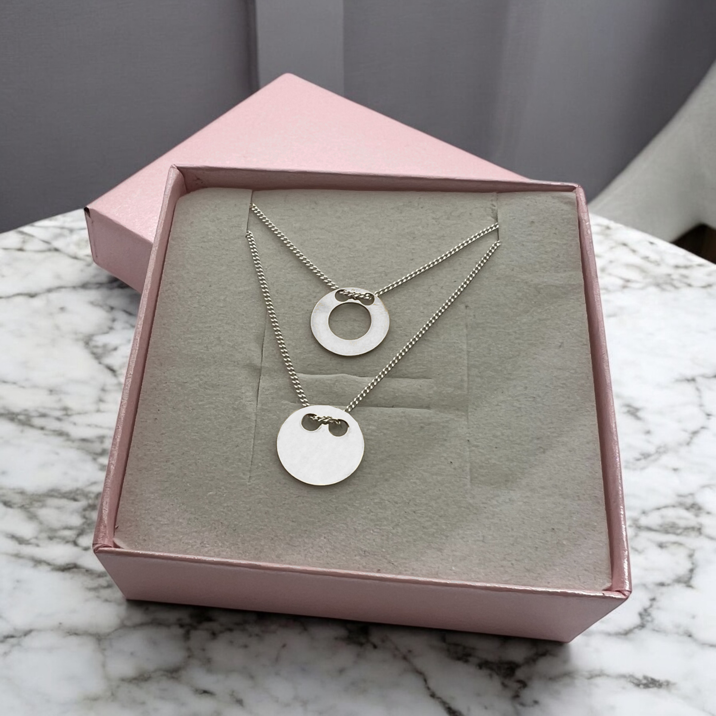 Naszyjnik podwójny kółko ring 925