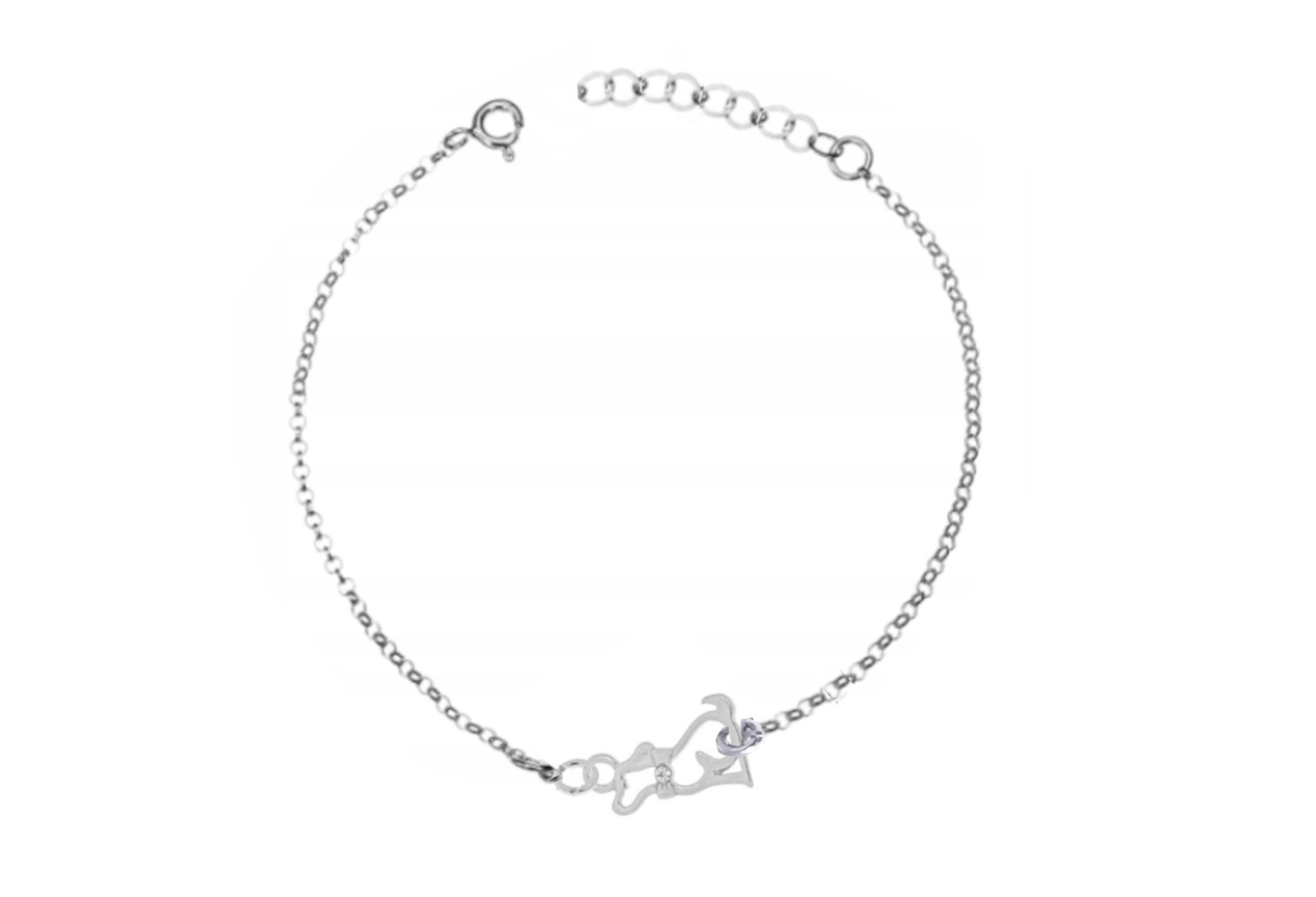 Bransoletka piesek z kryształem srebro 925