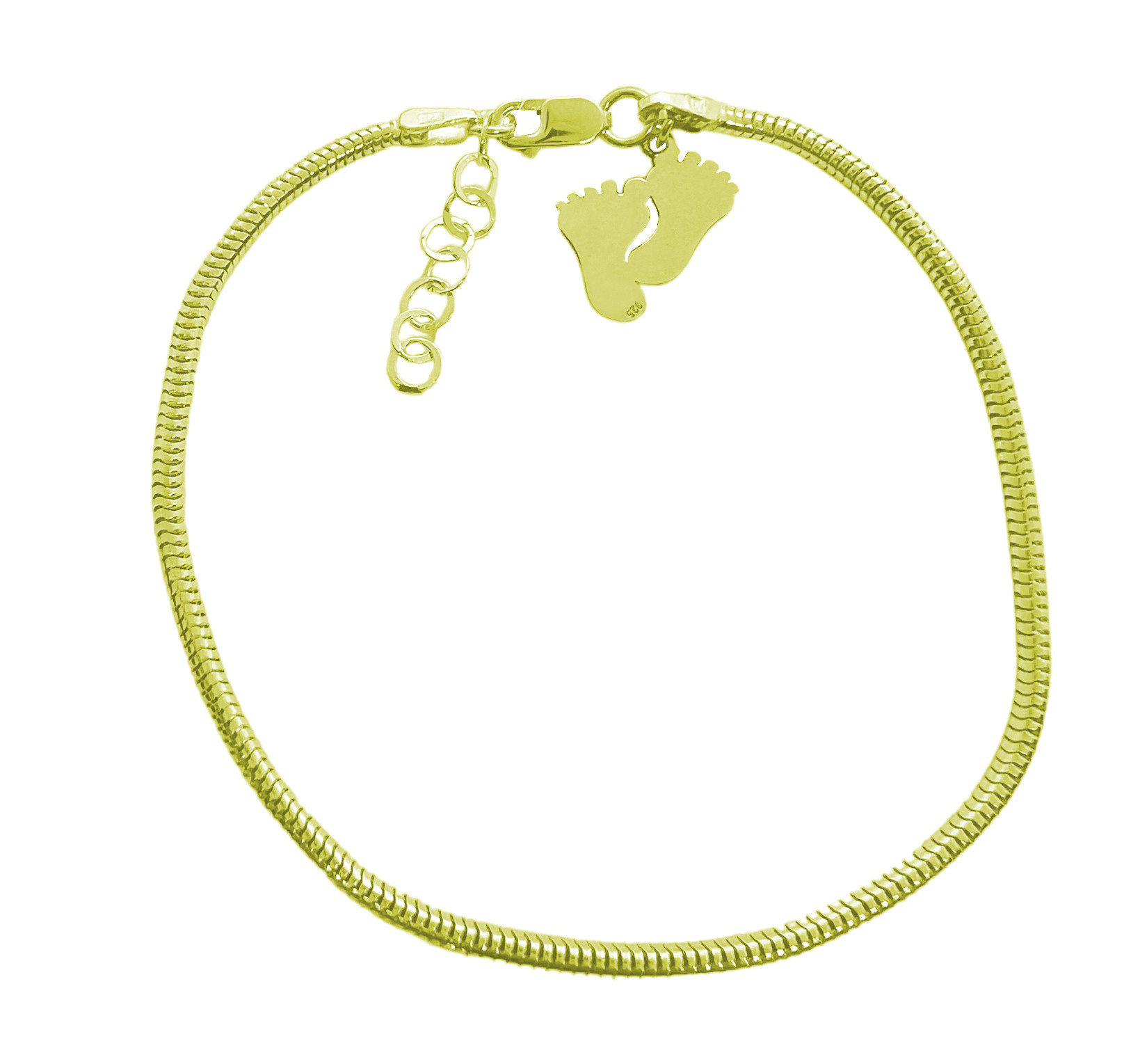 Bransoletka modułowa 2mm stópki z grawerem 18k