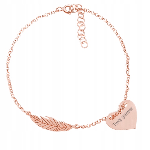 Bransoletka piórko z sercem