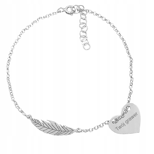 Bransoletka piórko z sercem