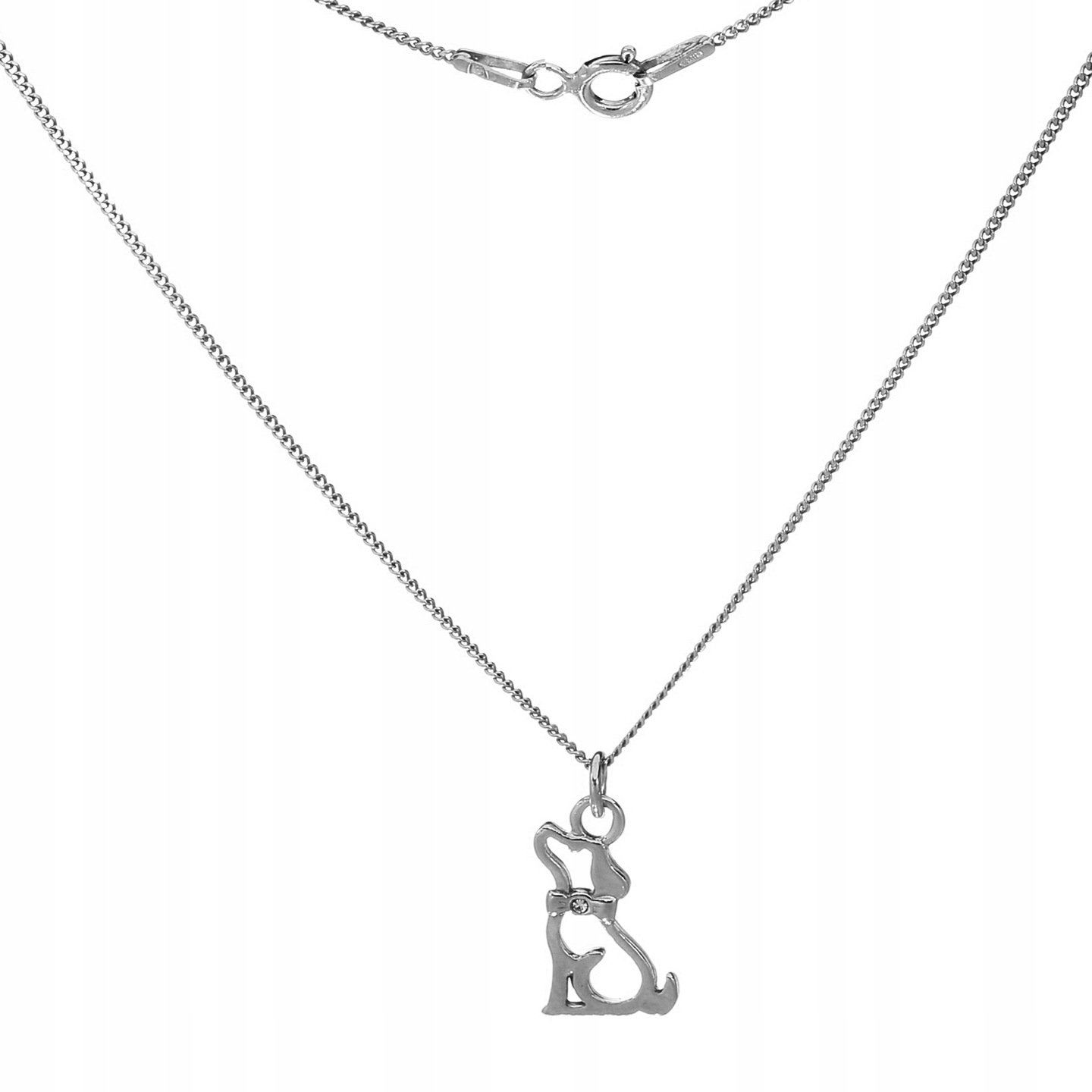 Naszyjnik piesek z kryształem srebro 925