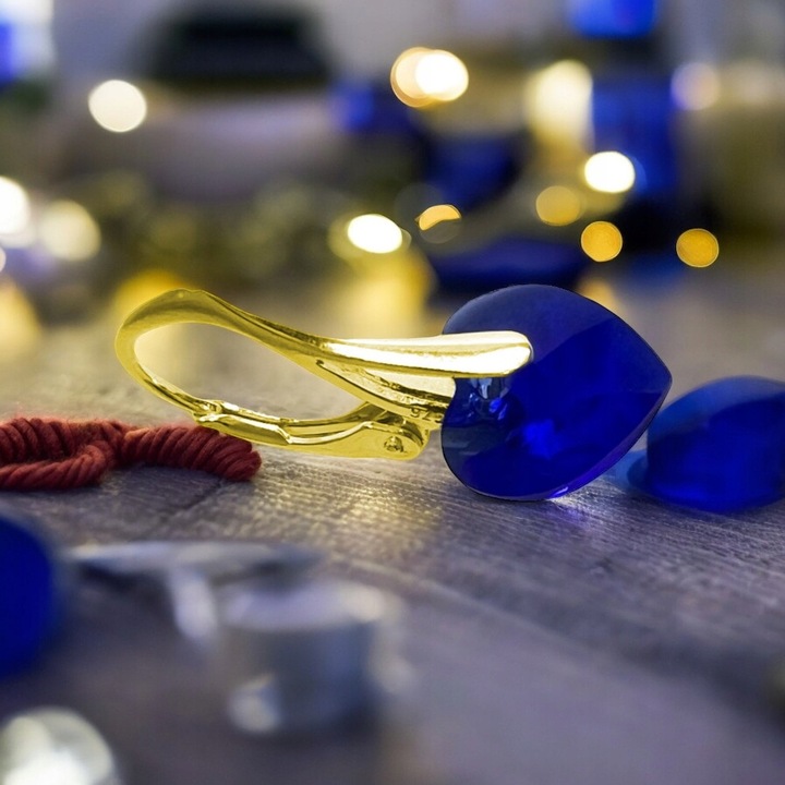 Kolczyki serca szafir Swarovski