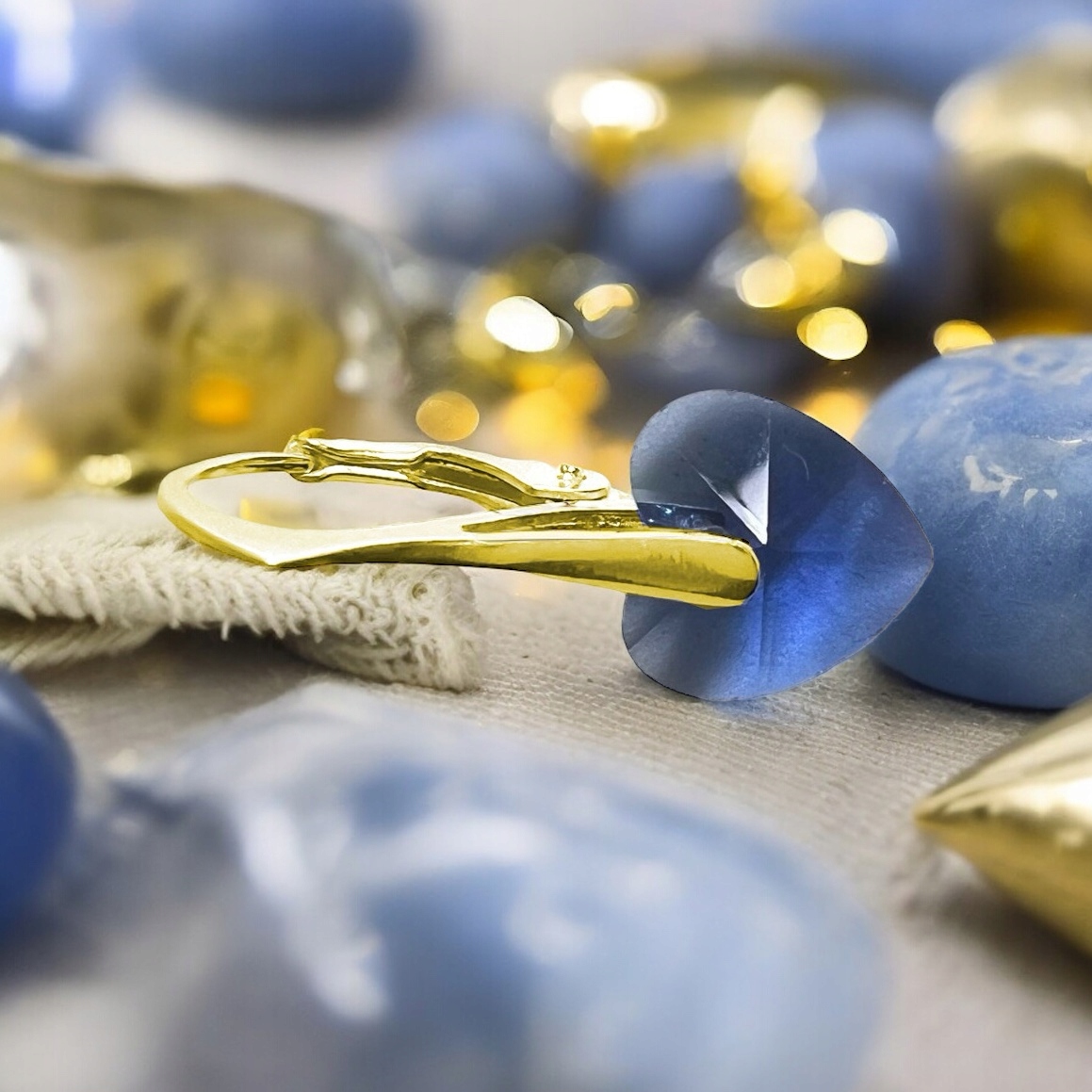 Kolczyki z kryształem Swarovski jasny niebieski 925 18k