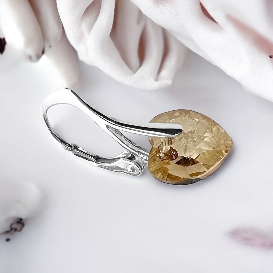 kolczyki serce light topaz