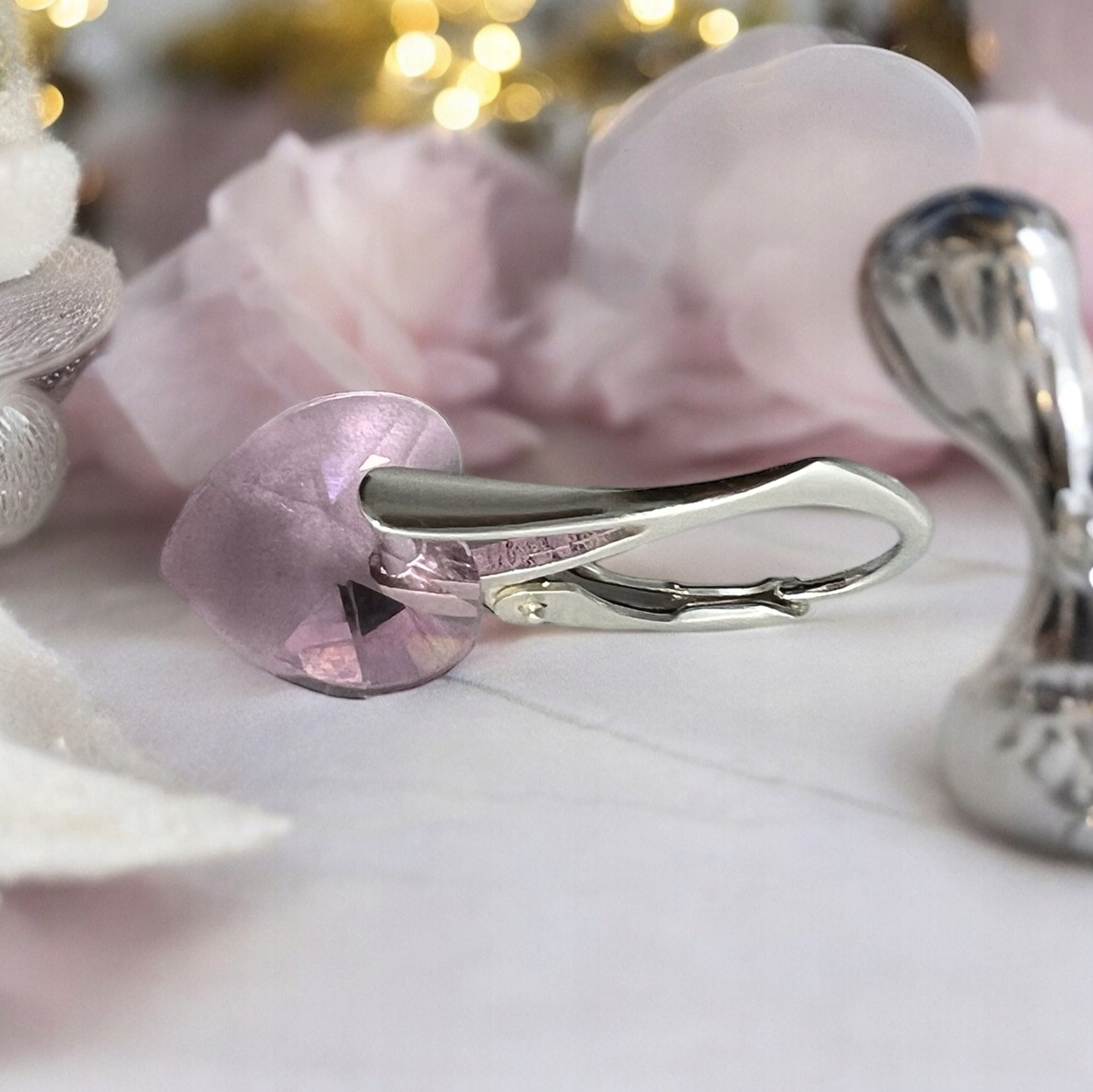 kolczyki serce light rose