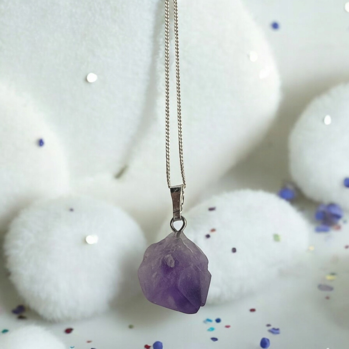 Naszyjnik Ametyst talizman srebro 925