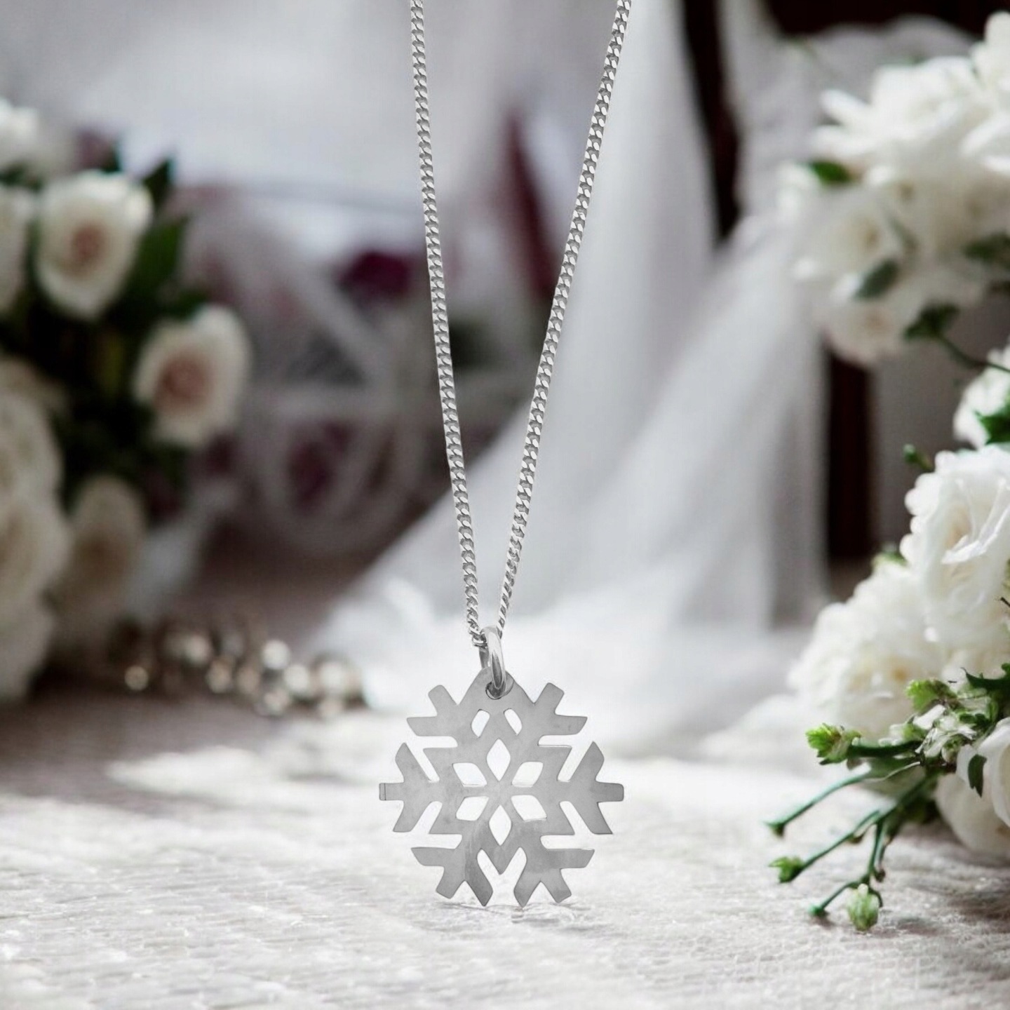 Naszyjnik śnieżka płatek śniegu srebro 925