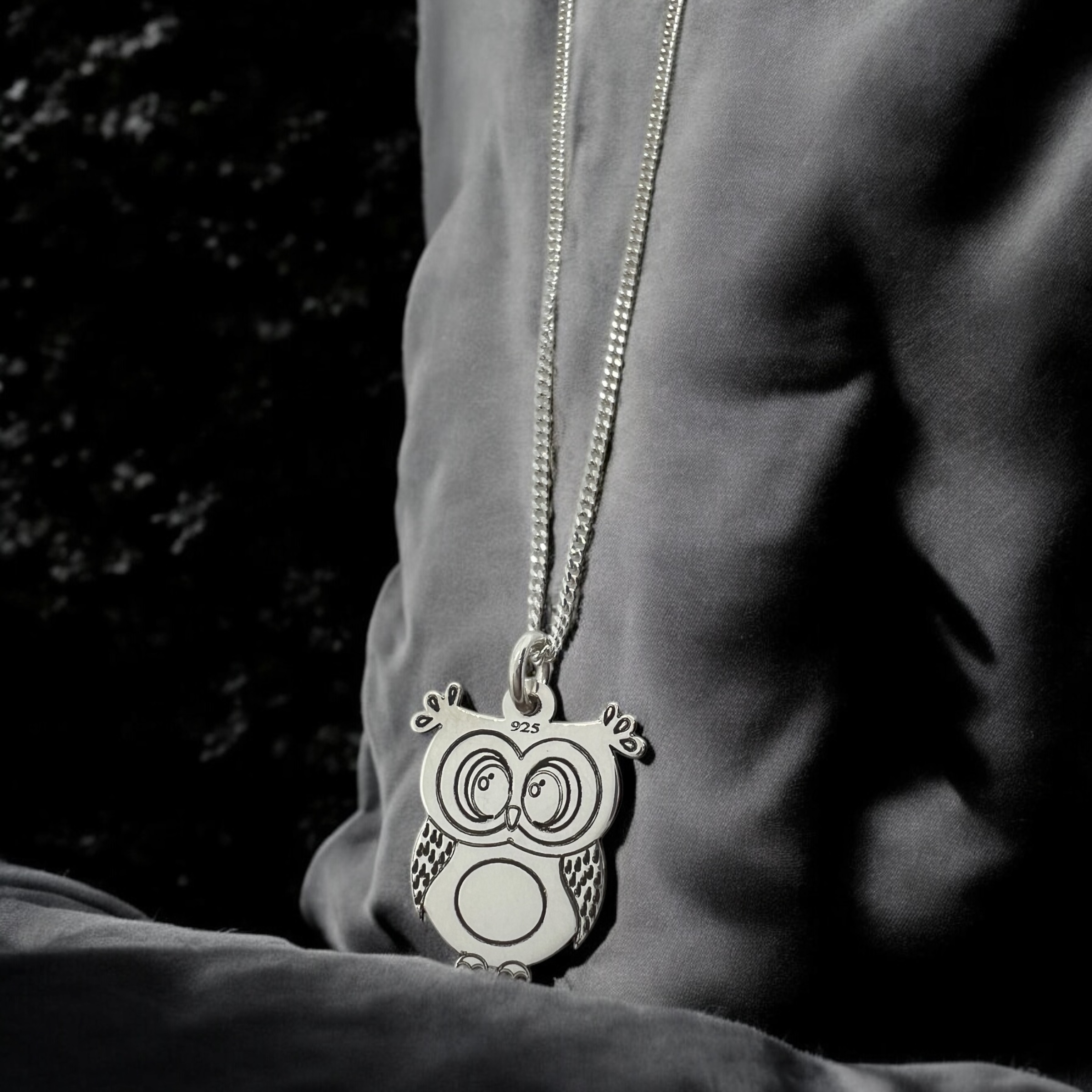 Naszyjnik sowa z grawerem srebro 925