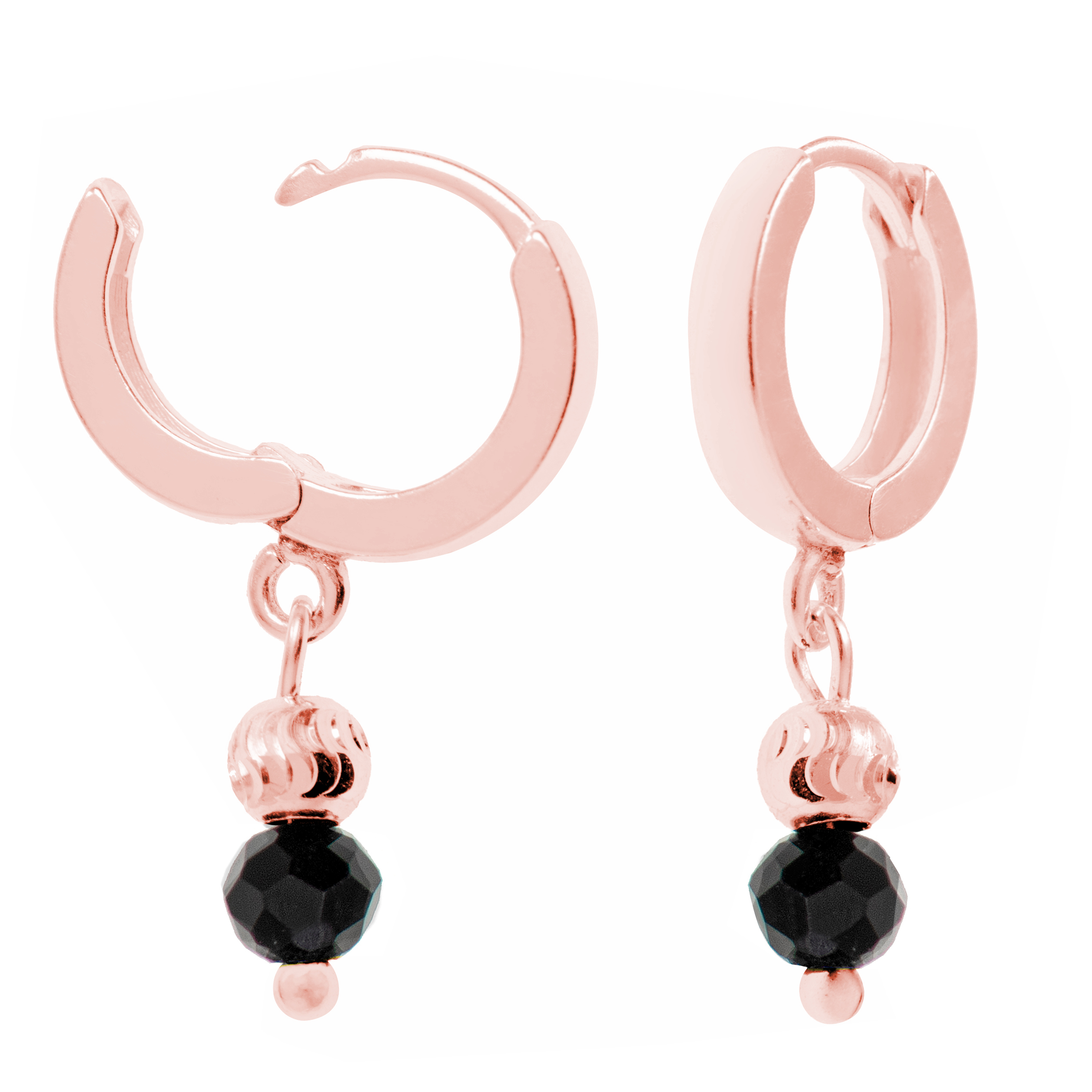 Kolczyki turmalin czarny koła srebro 925