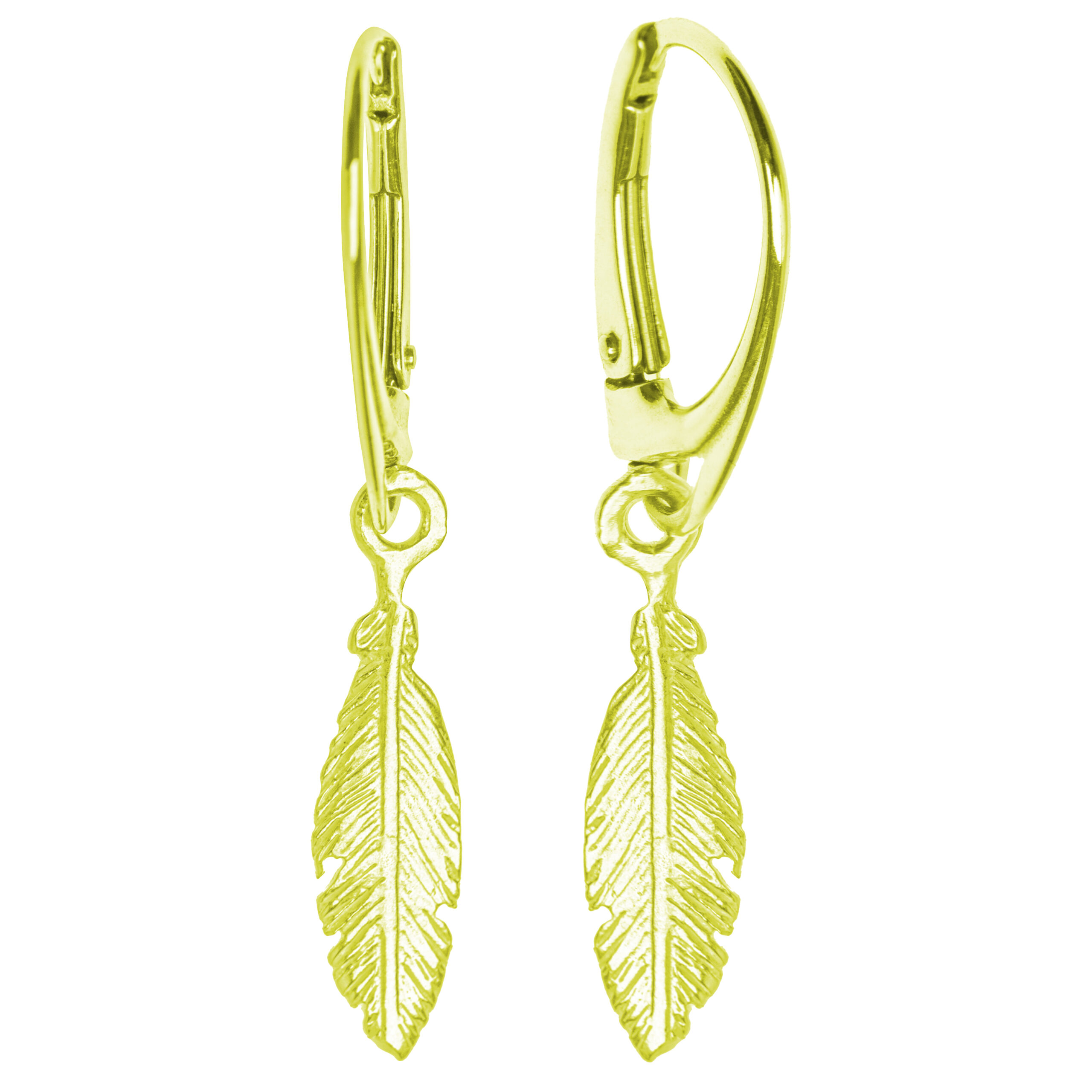 Srebrne pozłacane kolczyki pióra wykonane z najwyższej próby 925. Wysyłka w 24h!