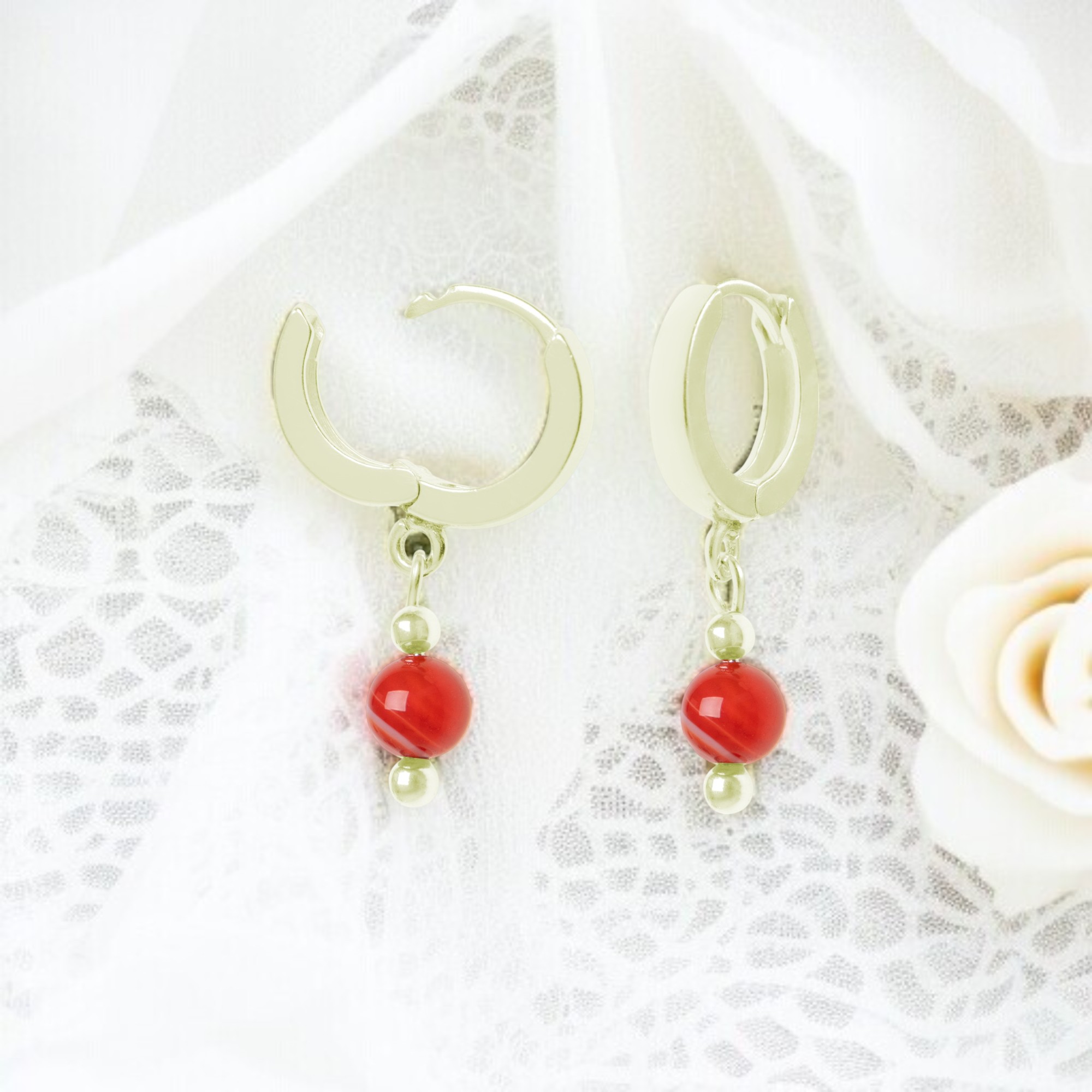 Kolczyki koła kamień agat srebro 925