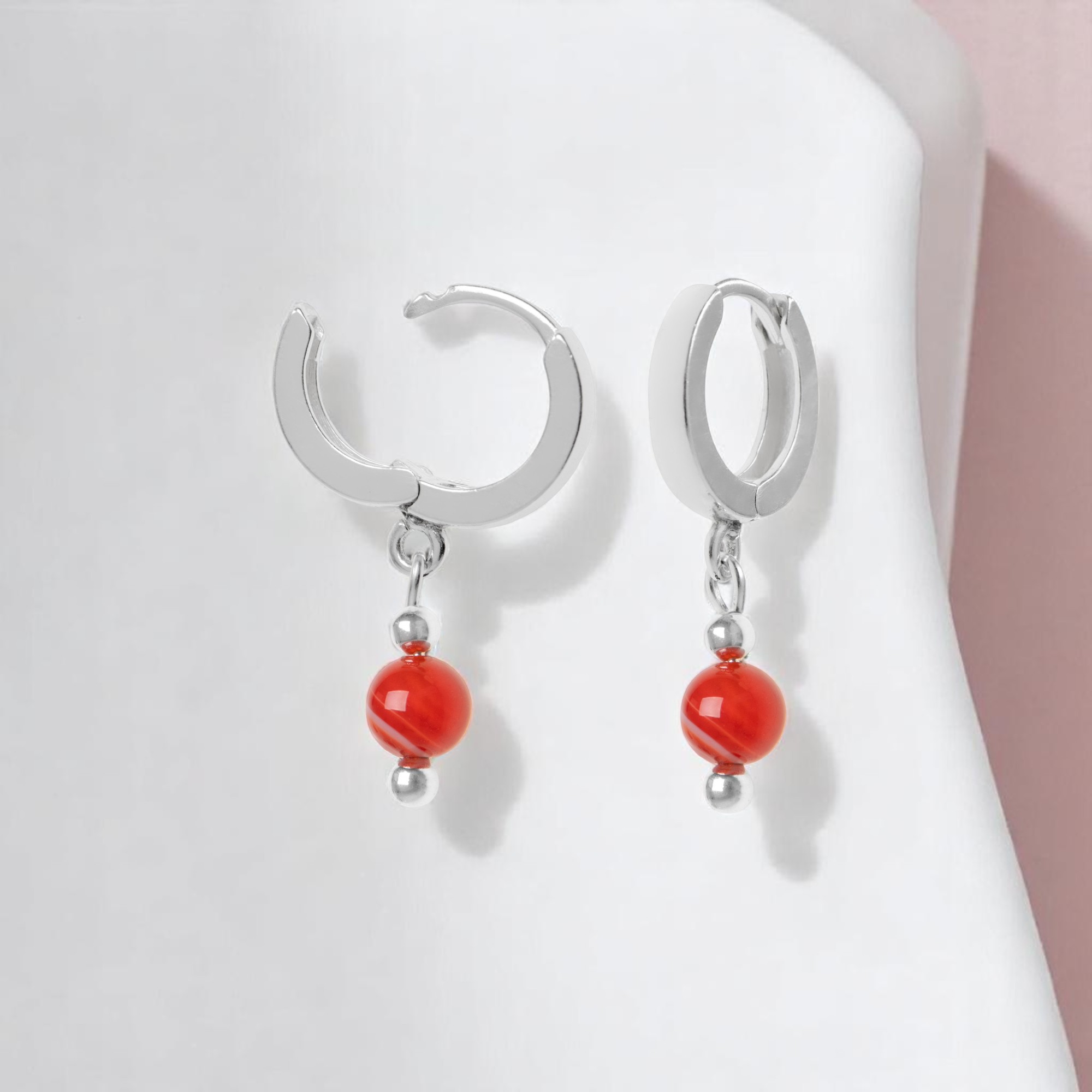 Kolczyki koła kamień agat srebro 925